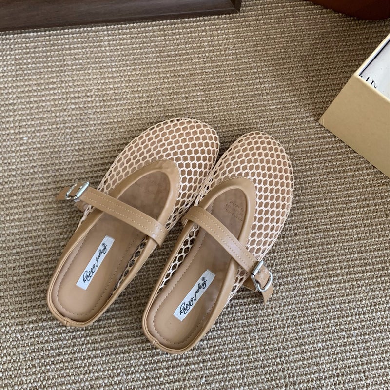 Flat French Mesh Breathable Mary Jane Shoes Women'S Shoes Retro Gentle Late Evening Shoes - Image 5